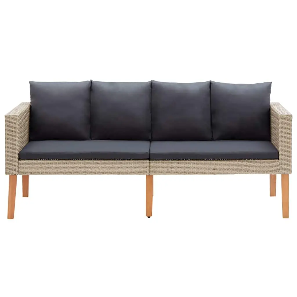 2 Piece Garden Lounge Set Beige Outdoor Furniture Sofa Table with Cushions