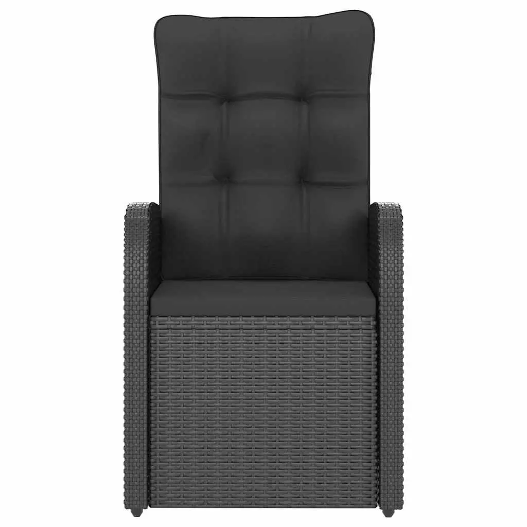 Outdoor Dining Set 7 Piece Black Poly Rattan Garden Furniture with Cushions