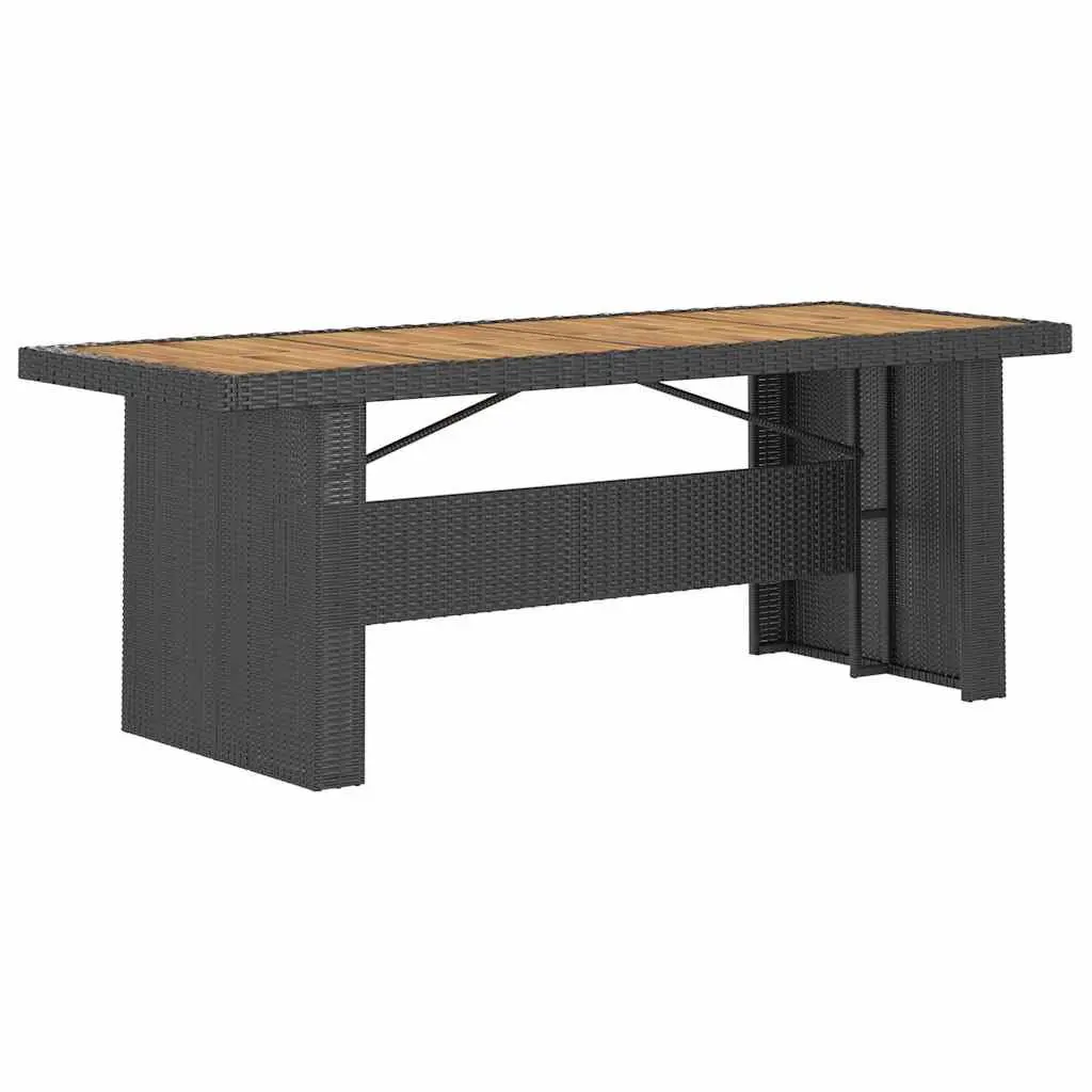 Outdoor Dining Set 7 Piece Black Poly Rattan Garden Furniture with Cushions