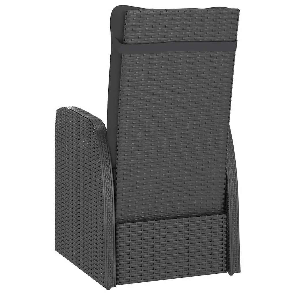 Outdoor Dining Set 7 Piece Black Poly Rattan Garden Furniture with Cushions