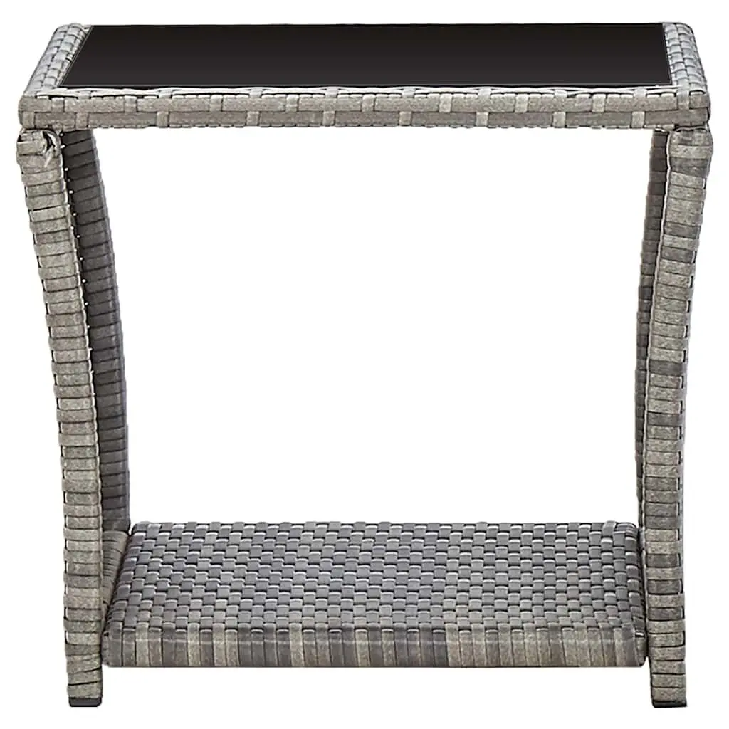 3 Piece Garden Lounge Set Grey Poly Rattan Armchairs with Adjustable Backrest and Coffee Table Outdoor Furniture