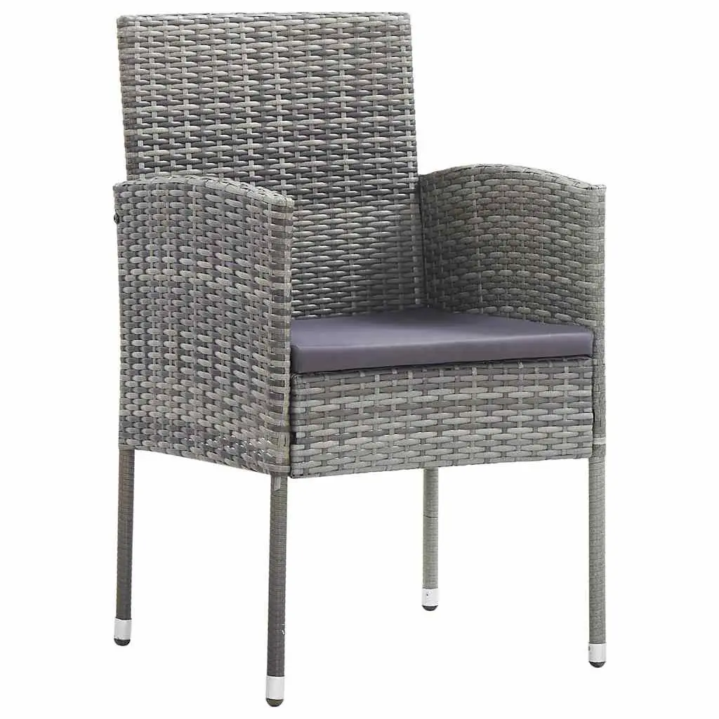 Garden Dining Set 5 Piece Grey Rattan Outdoor Furniture Table with Glass Top and Removable Cushions