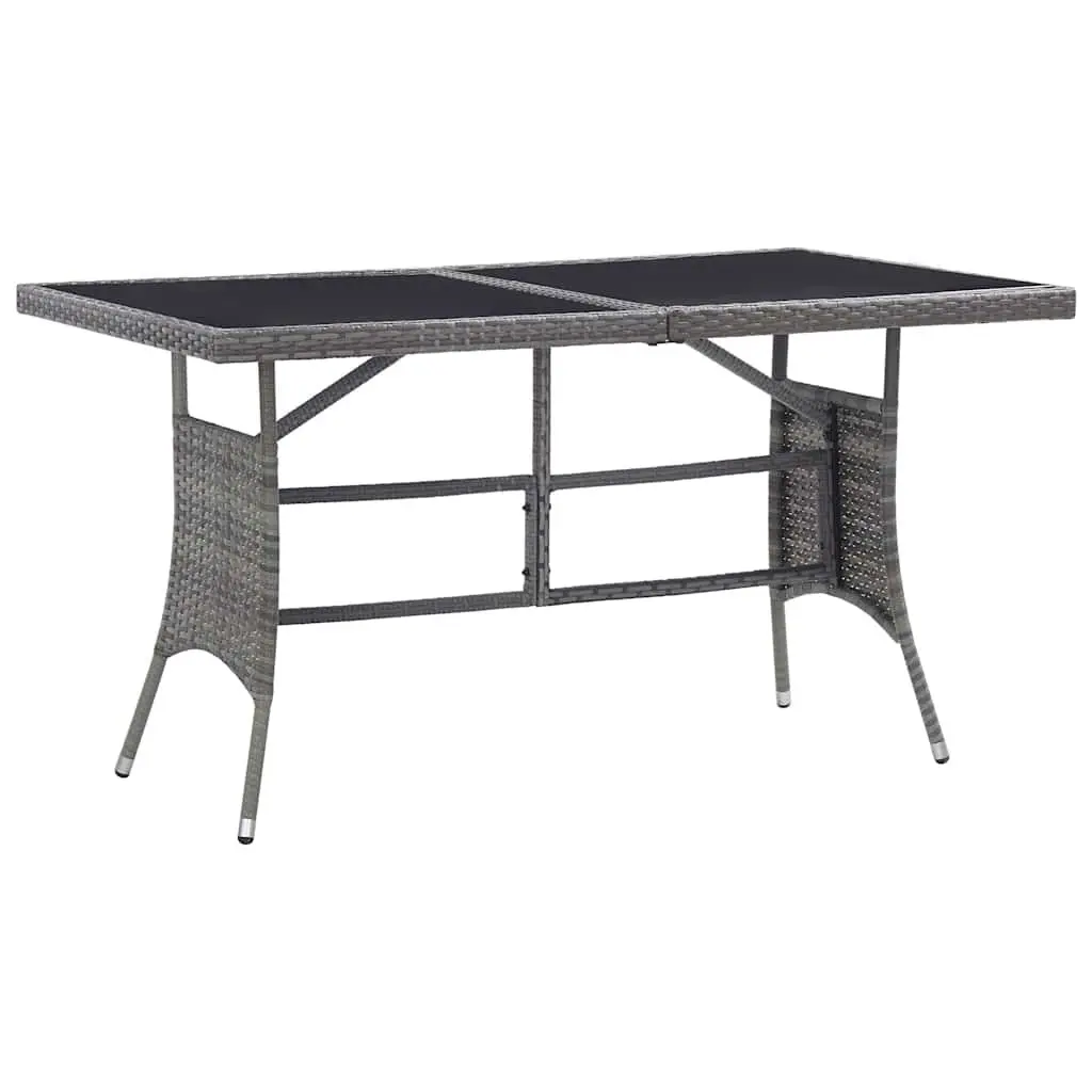 Garden Dining Set 5 Piece Grey Rattan Outdoor Furniture Table with Glass Top and Removable Cushions