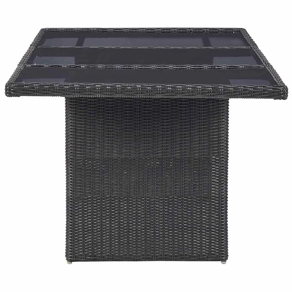 9 Piece Garden Dining Set Black Outdoor Furniture Poly Rattan Table and Chairs