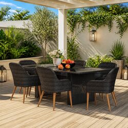 Garden Dining Set 7 Piece Outdoor Furniture Poly Rattan Patio Table Chairs