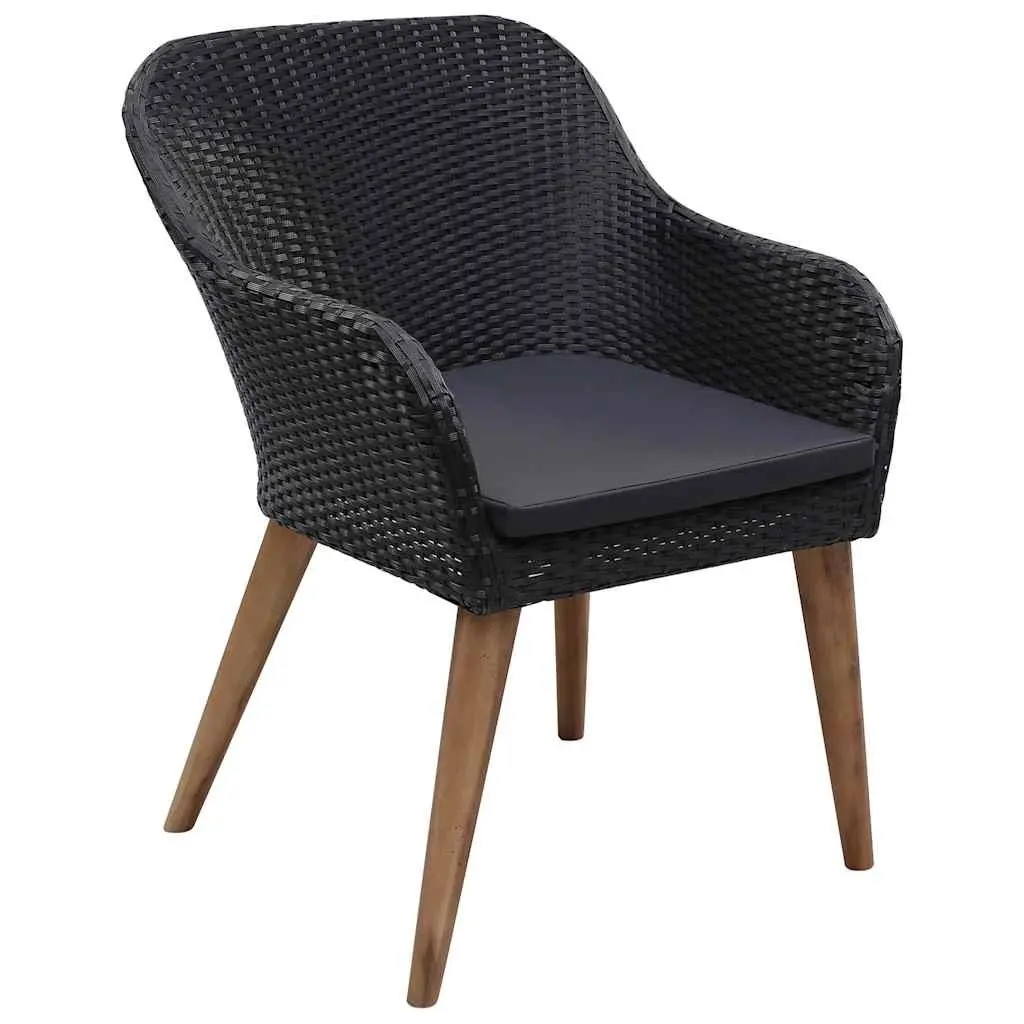 Outdoor Dining Set 9 Piece Rattan Chairs with Glass Table Weather Resistant Steel Frame