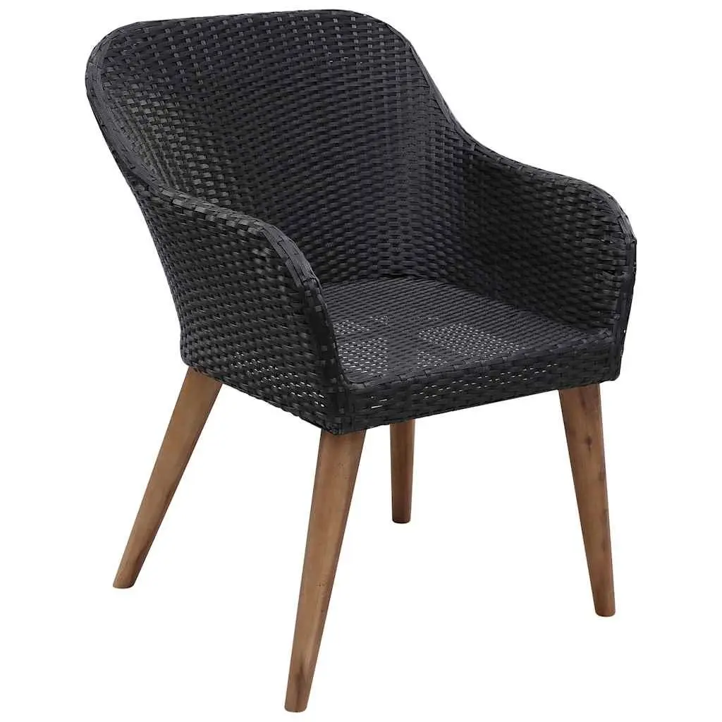 Outdoor Dining Set 9 Piece Rattan Chairs with Glass Table Weather Resistant Steel Frame