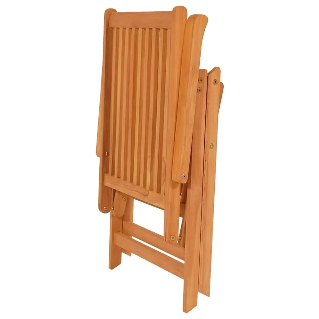 7 Piece Garden Dining Set Teak Wood Outdoor Furniture Adjustable Backrests Foldable Chairs