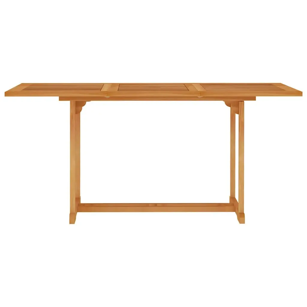 Teak Wood Garden Dining Set 7 Piece Foldable Chairs Table with Umbrella Hole Brown