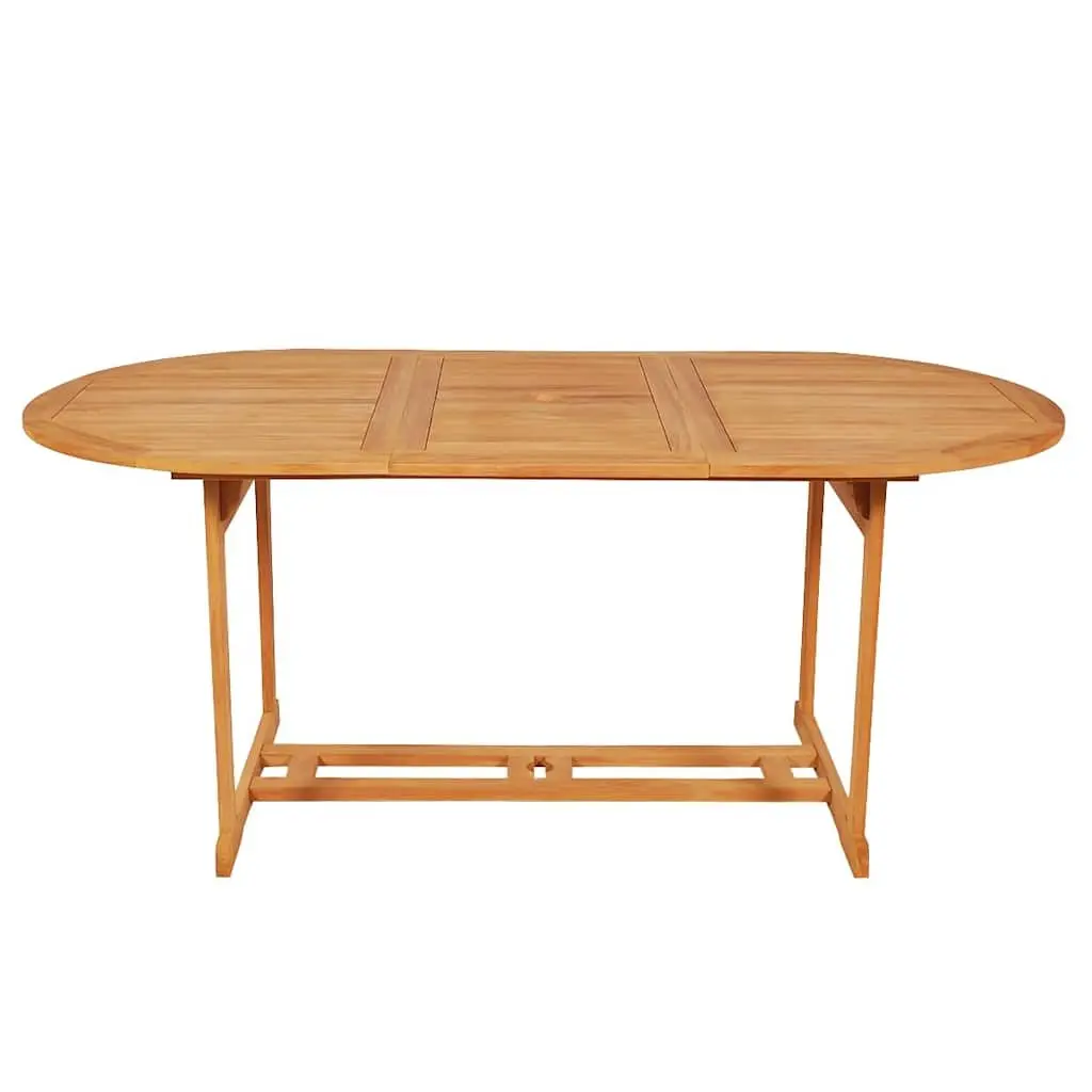 9 Piece Outdoor Dining Set Teak Wood Patio Furniture Table with Umbrella Hole and Foldable Chairs