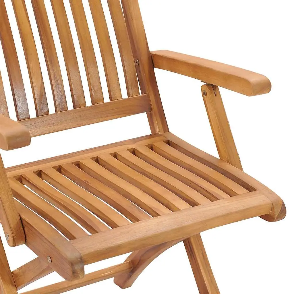 9 Piece Outdoor Dining Set Teak Wood Patio Furniture Table with Umbrella Hole and Foldable Chairs