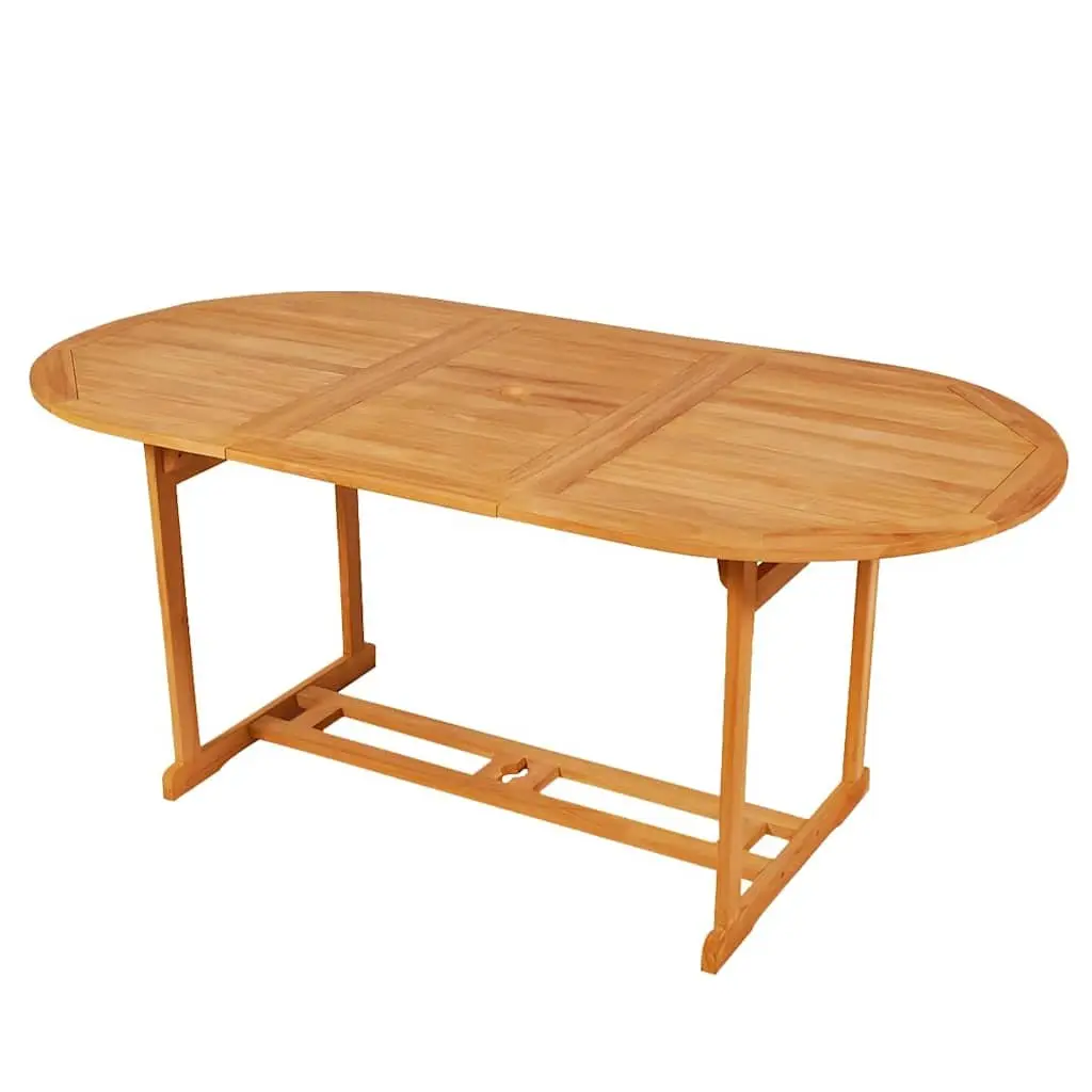 7 Piece Garden Dining Set Solid Teak Wood Table with Umbrella Hole and Foldable Chairs Outdoor Furniture
