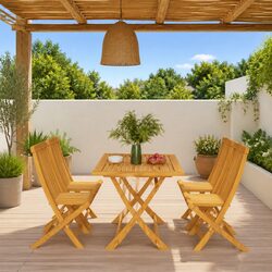 Outdoor 5 Piece Garden Dining Set with Teak Finish
