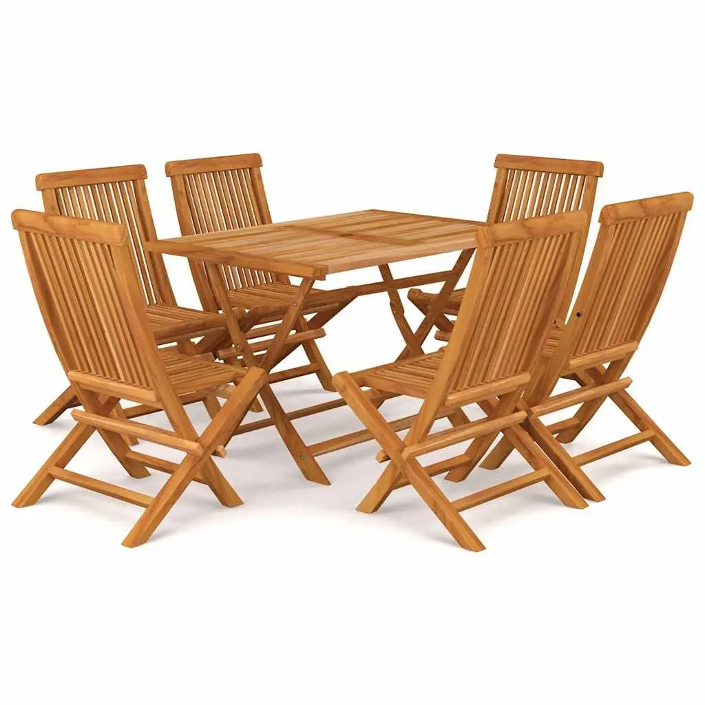 Garden Dining Set 7 Piece Teak Wood Foldable Table and Chairs Weather Resistant