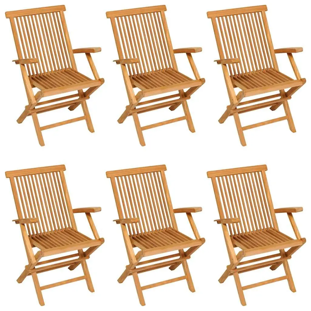 7 Piece Outdoor Dining Set Teak Wood Foldable Furniture Brown