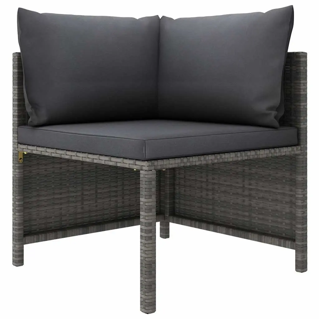 Outdoor Garden Lounge Set 3 Piece Grey Poly Rattan with Cushions and Footstool