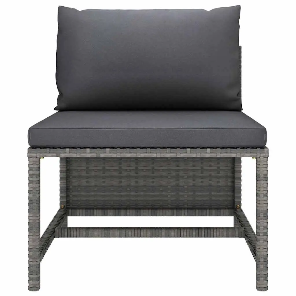 Outdoor Garden Lounge Set 3 Piece Grey Poly Rattan with Cushions and Footstool