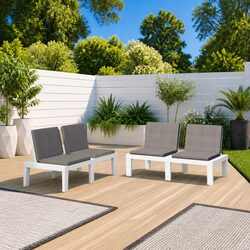 Enhance Your Space with White Garden Lounge Benches Set