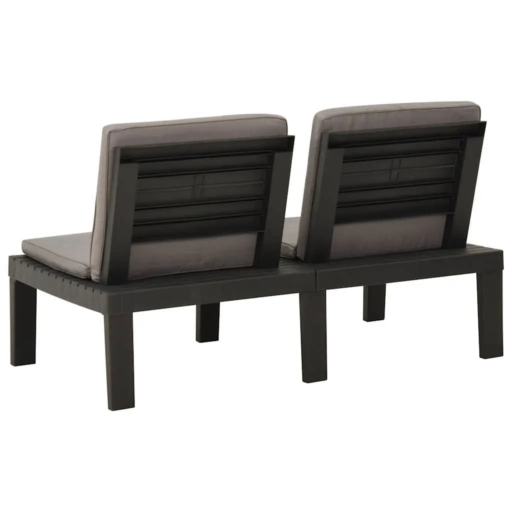 4 Piece Outdoor Lounge Set Grey Cushioned Seating Sturdy Tabletop Easy to Clean