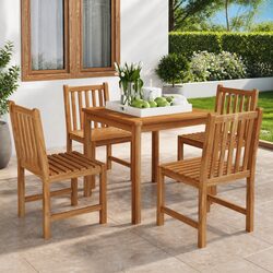 Elegant 5-Piece Outdoor Dining Set in Brown Teak
