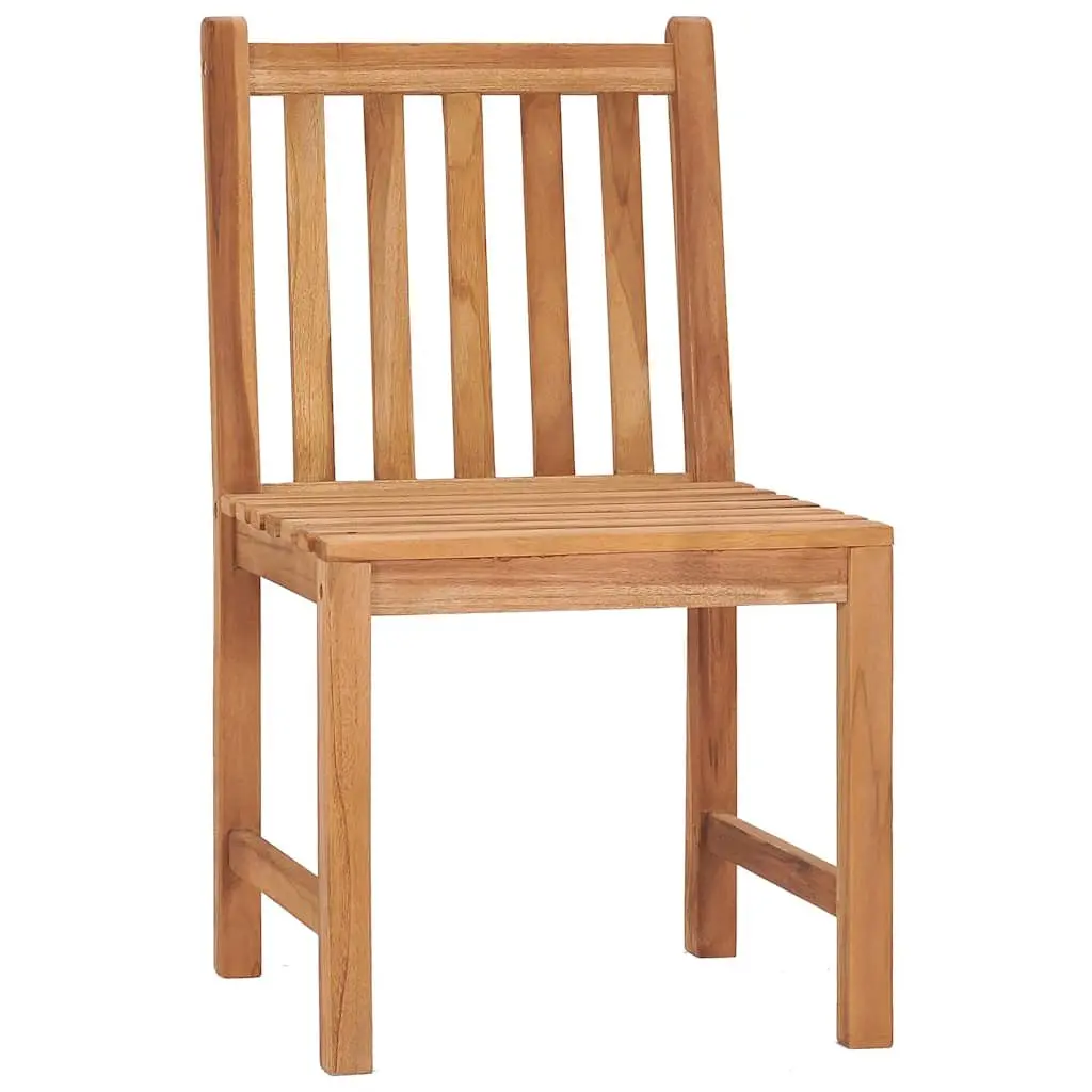 Garden Dining Set 5 Piece Brown Teak Wood Table and Chairs Outdoor Furniture