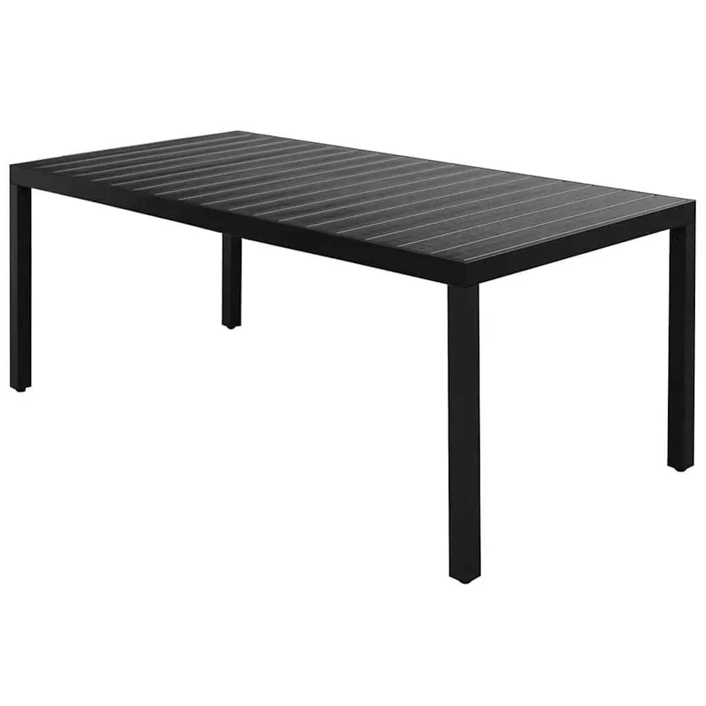 Outdoor Furniture Set 9 Piece Black Dining Table and Chairs for Patio Garden with Cushions