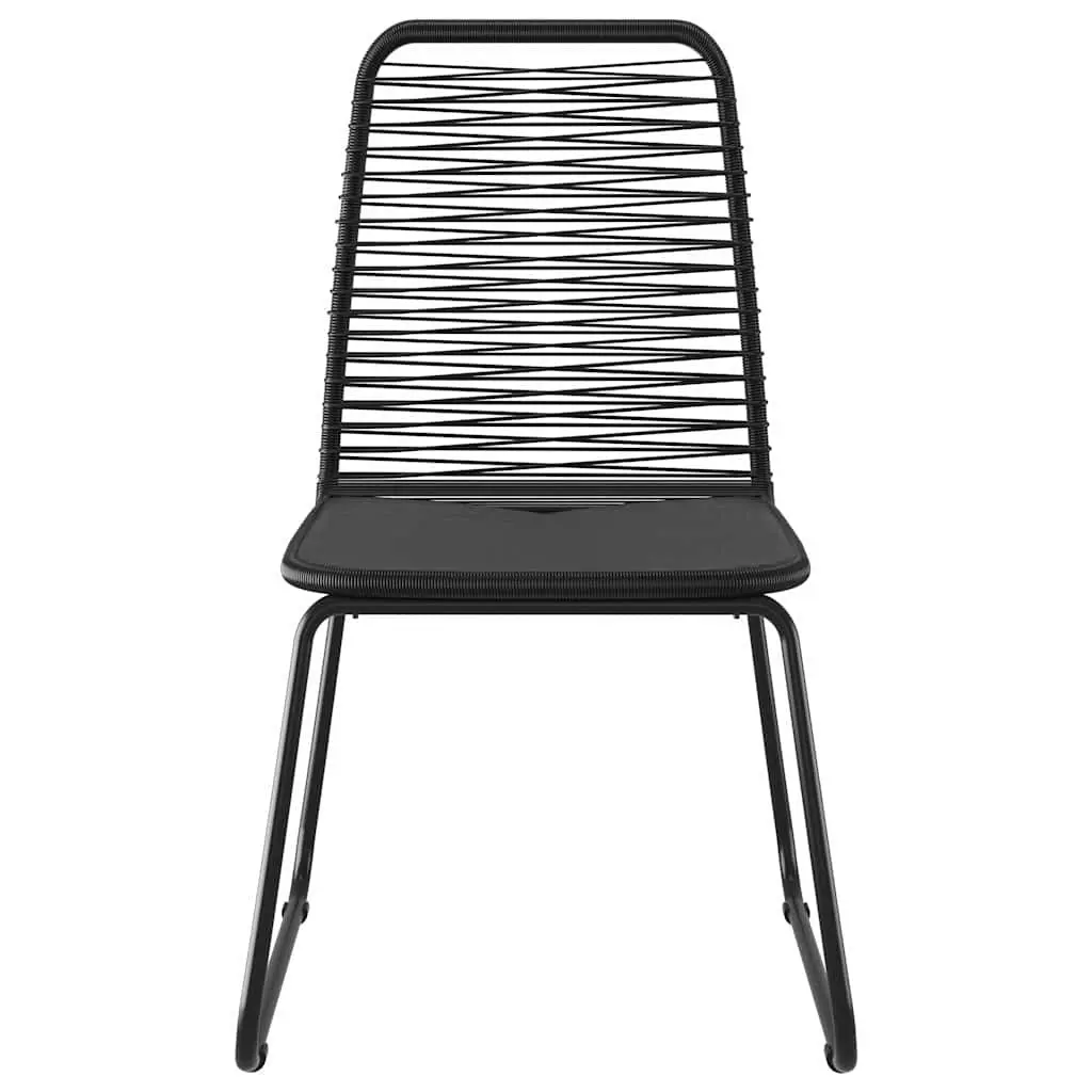 Outdoor Dining Set 5 Piece Durable PVC Rattan Chairs Glass Top Table Black
