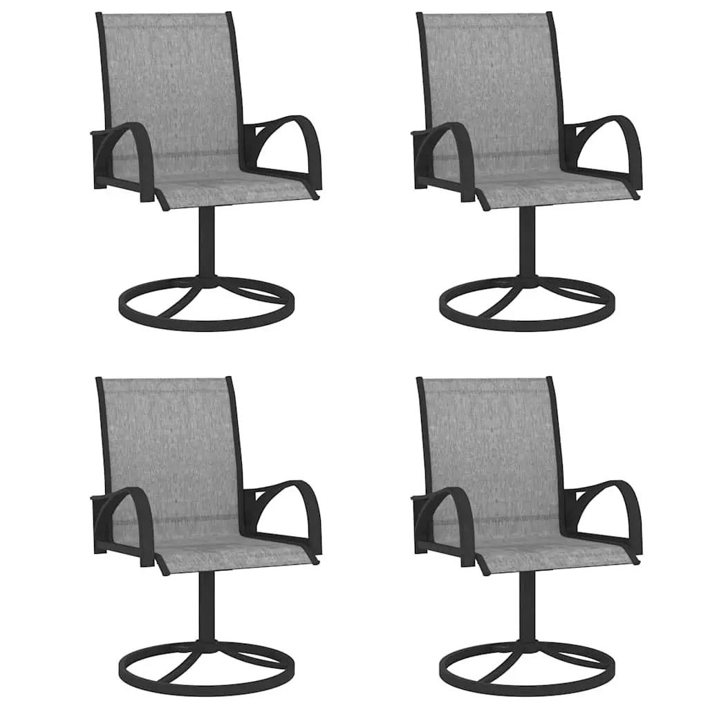 Garden Dining Set 5 Piece Grey Steel Textilene Swivel Chairs Outdoor Furniture
