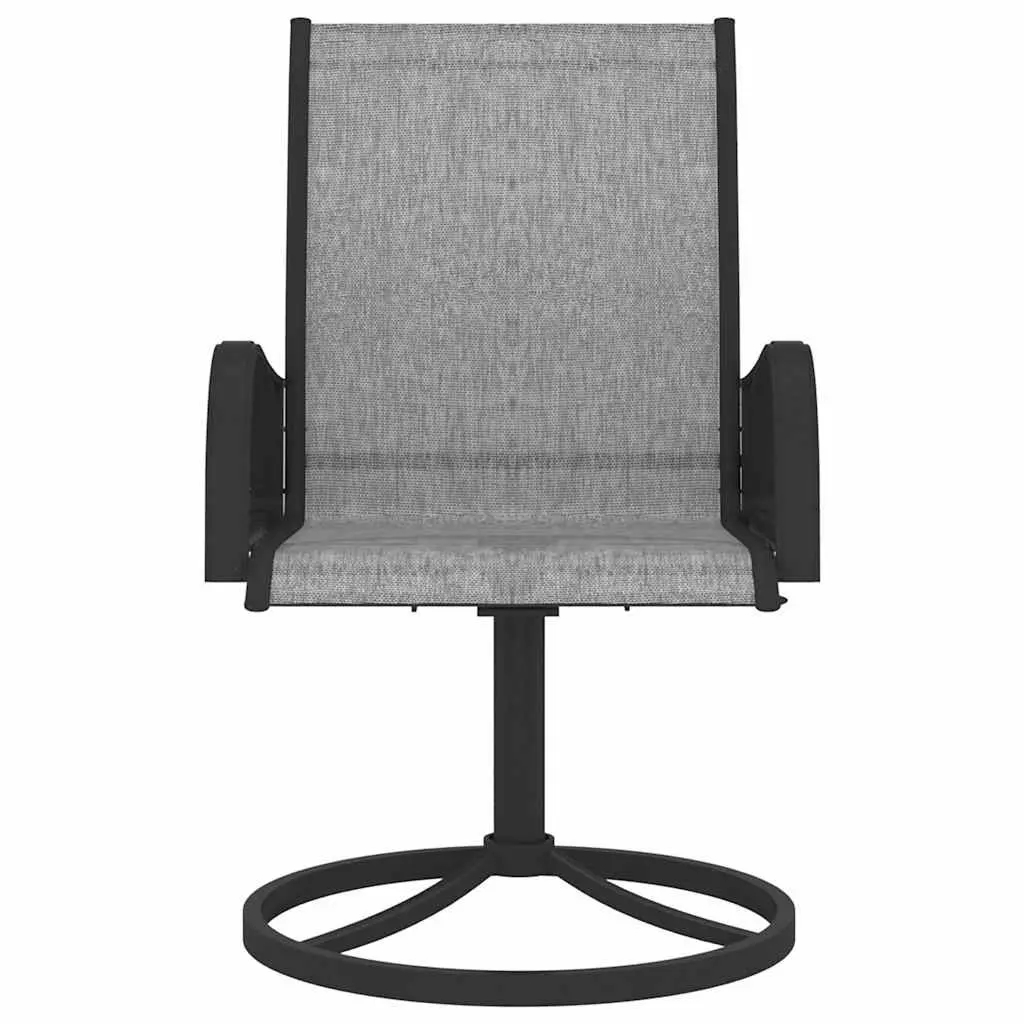Garden Dining Set 5 Piece Grey Steel Textilene Swivel Chairs Outdoor Furniture