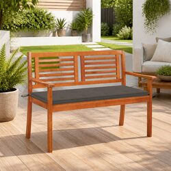 2-Seater Outdoor Garden Bench with Cushion, 120cm Taupe