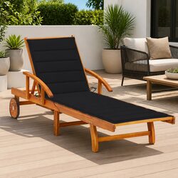 Sun Lounger Outdoor Garden Furniture Solid Wood Acacia Adjustable Backrest