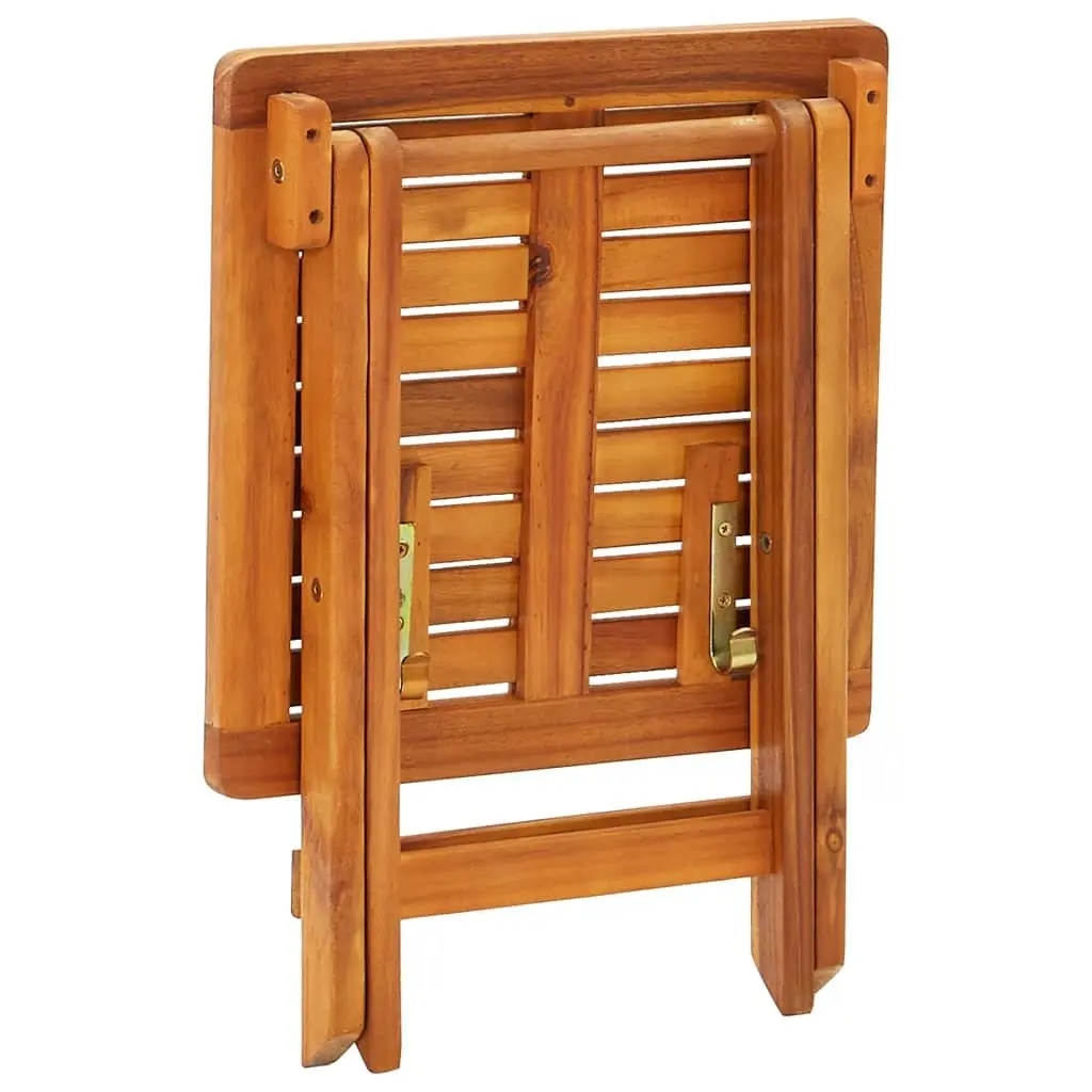 Sun Lounger Acacia Wood Adjustable Backrest with Wheels