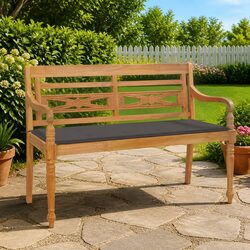 Outdoor Bench 120cm Garden Patio Seating Teak Wood with Taupe Cushion