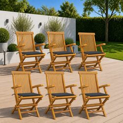 Comfortable Teak Wood Patio Chairs Set of 6