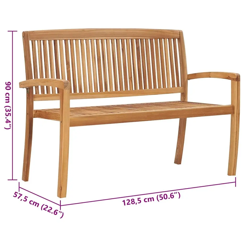 Outdoor Garden Bench Stacking Wooden Seating 128.5cm with Cushion Grey