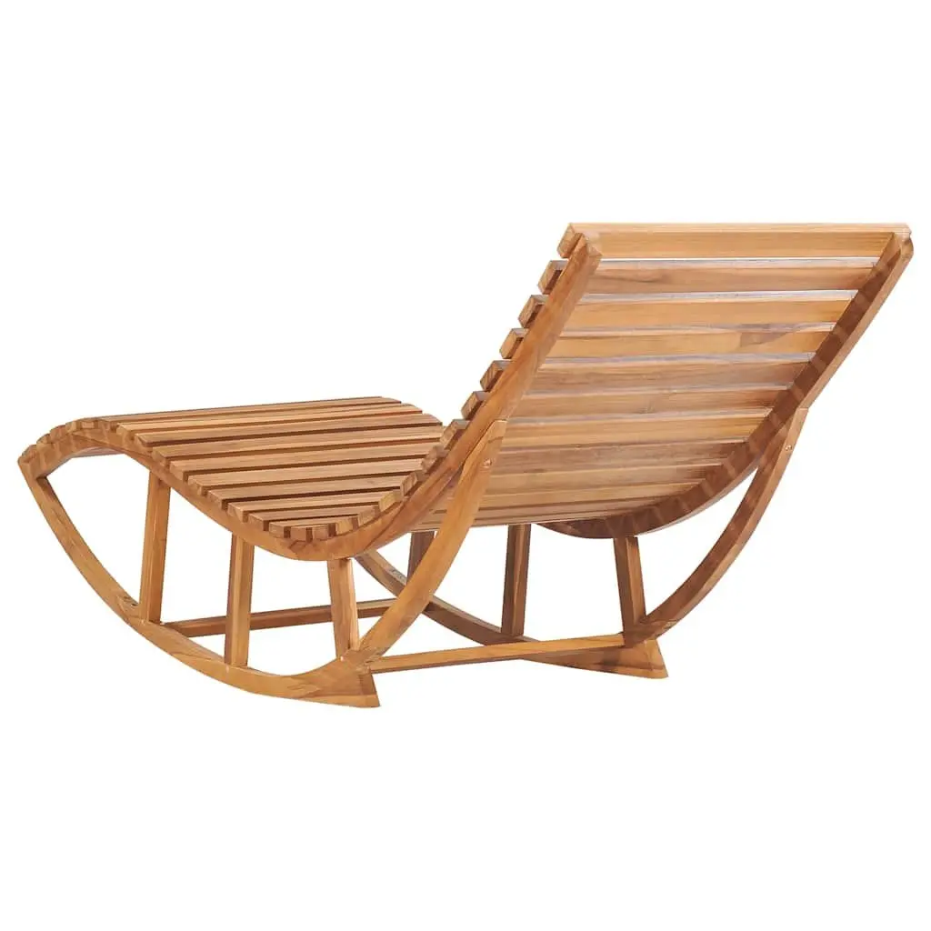 Wooden Rocking Sun Lounger with Cushion Garden Patio Pool Relaxation Lounging
