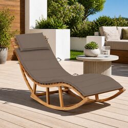 Wooden Rocking Sun Lounger Chair Garden Patio Relaxation Lounge Seat with