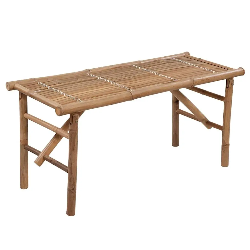 Folding Garden Bench 118cm Portable Bamboo Outdoor Seating with Cushion