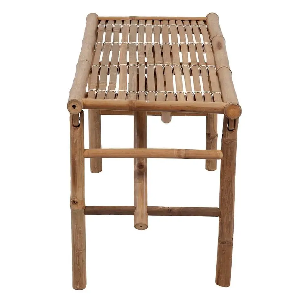 Folding Garden Bench 118cm Portable Bamboo Outdoor Seating with Cushion