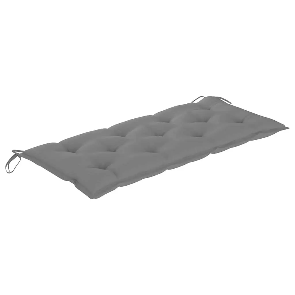 Folding Garden Bench 118cm Portable Bamboo with Grey Cushion