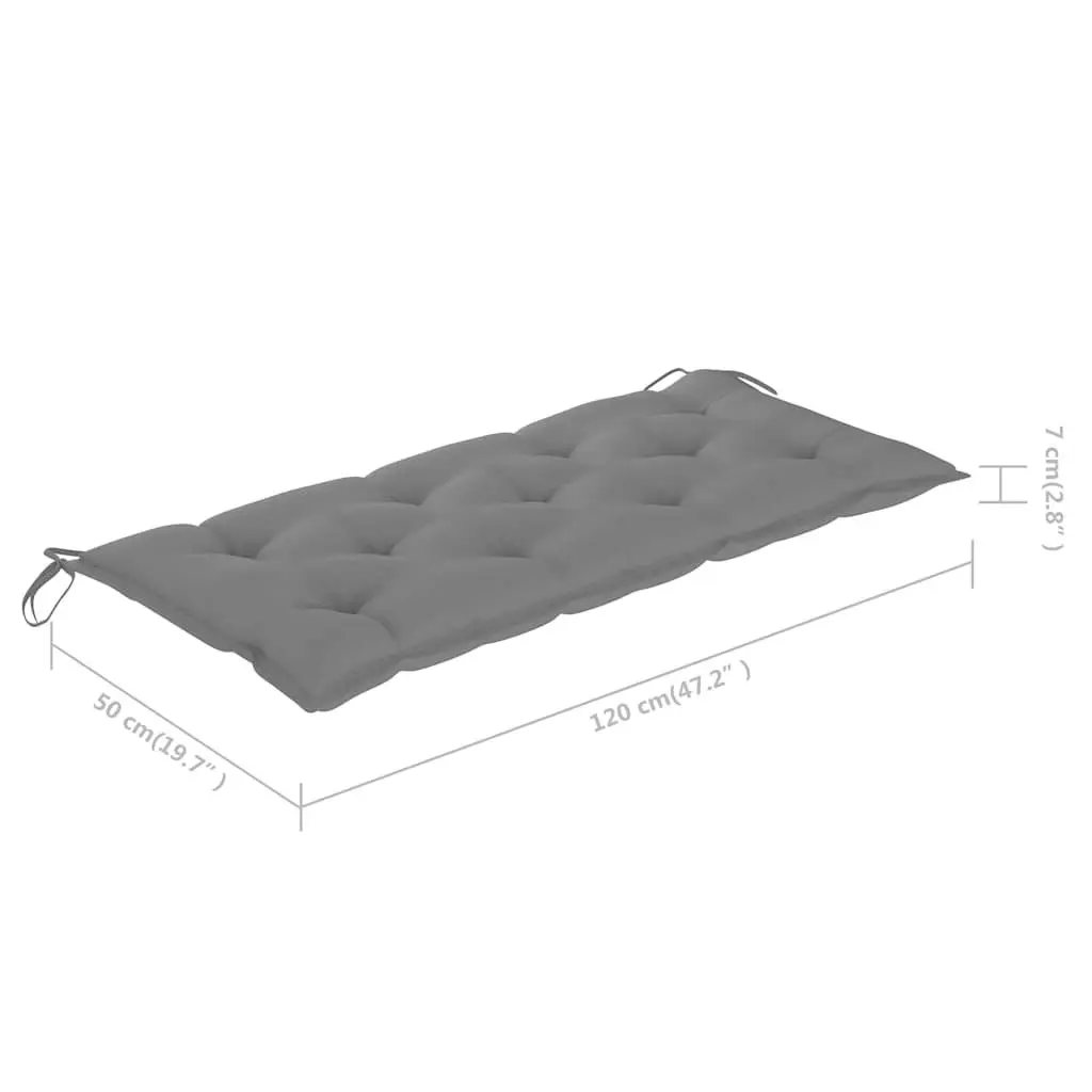 Folding Garden Bench 118cm Portable Bamboo with Grey Cushion