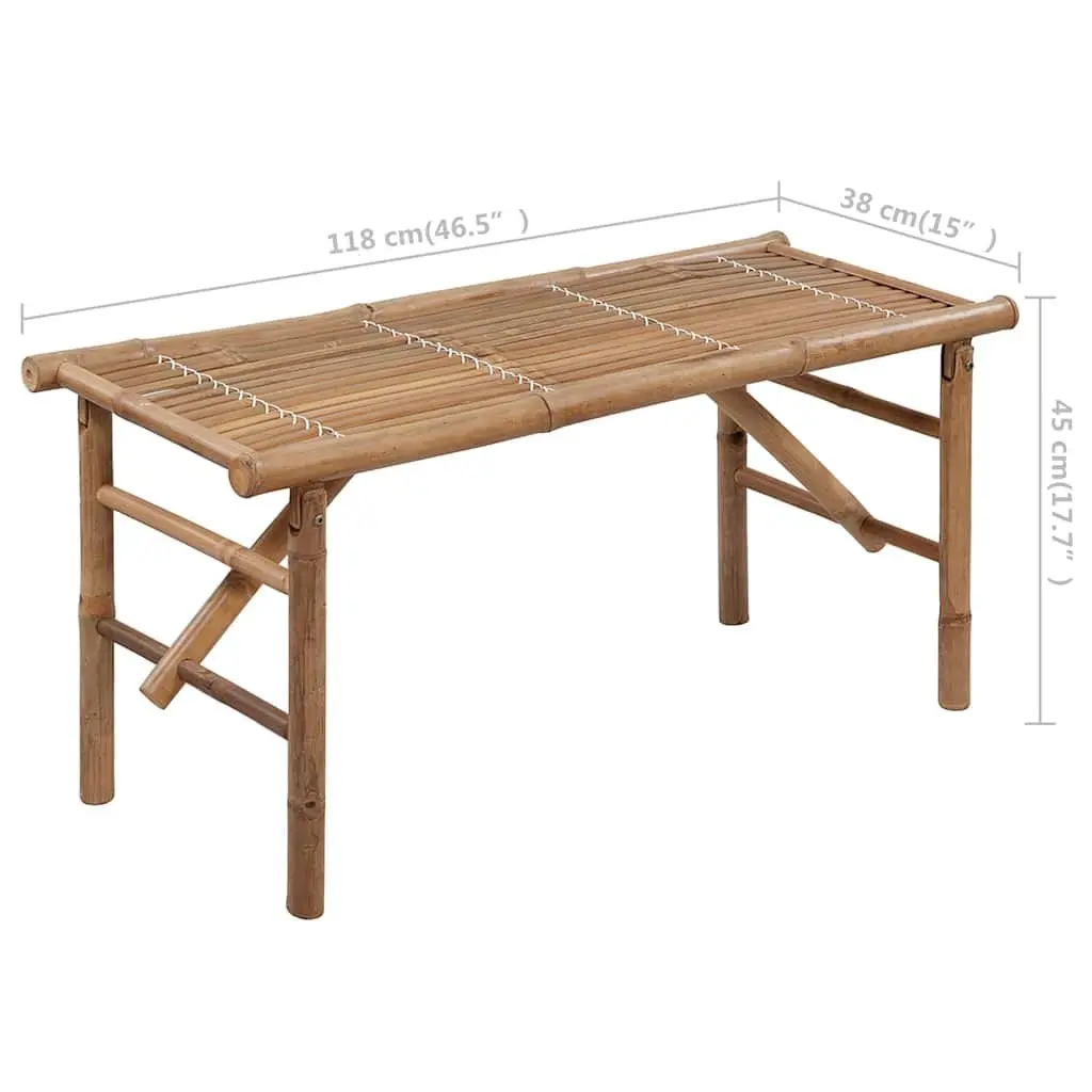 Folding Garden Bench 118cm Weather-Resistant Bamboo Frame with Beige Cushion
