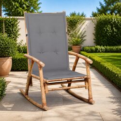 Bamboo Rocking Chair with Cushion Outdoor Garden Patio Furniture Relaxation
