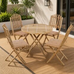 Enhance Your Outdoor Space with a 5-Piece Bamboo Dining Set