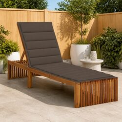 Sun Lounger with Cushion Adjustable Backrest Garden Patio Outdoor Lounging Deck