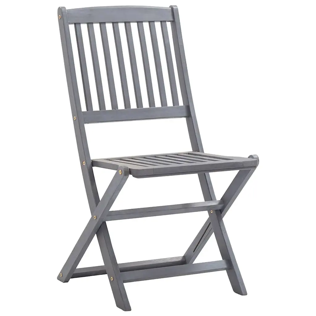Folding Outdoor Chairs Set 4 pcs with Cushions Solid Acacia Wood Weather-Resistant Garden Dining Seating