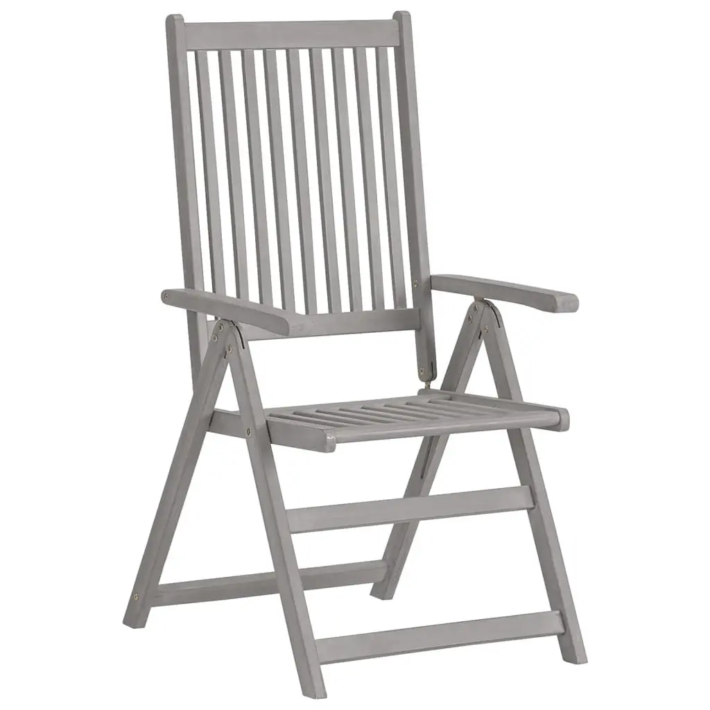 Outdoor Reclining Chairs Set 3pcs Adjustable Backrest Cushions Solid Acacia Wood