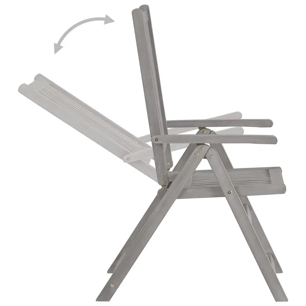 Outdoor Reclining Chairs Set 3pcs Adjustable Backrest Cushions Solid Acacia Wood