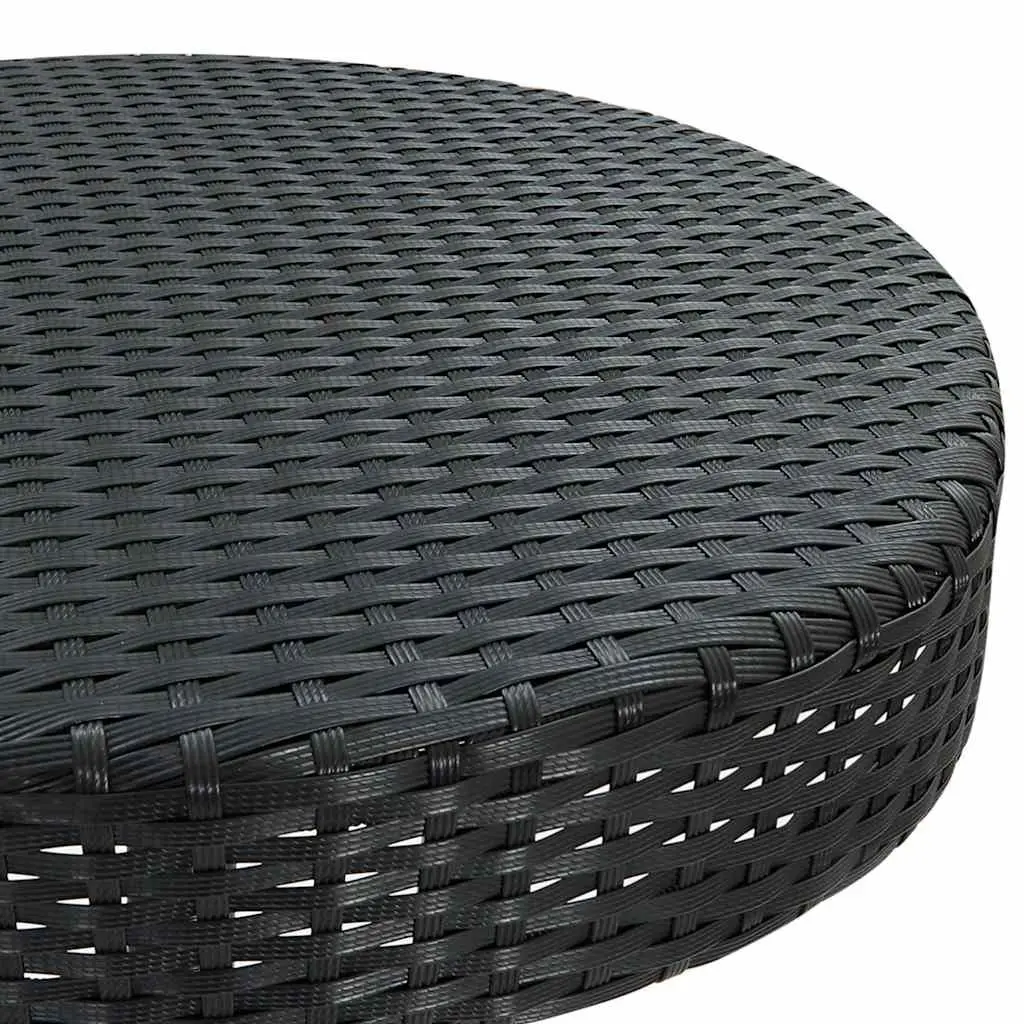 3 Piece Garden Bar Set Black Cushioned Outdoor Poly Rattan Table and Stools