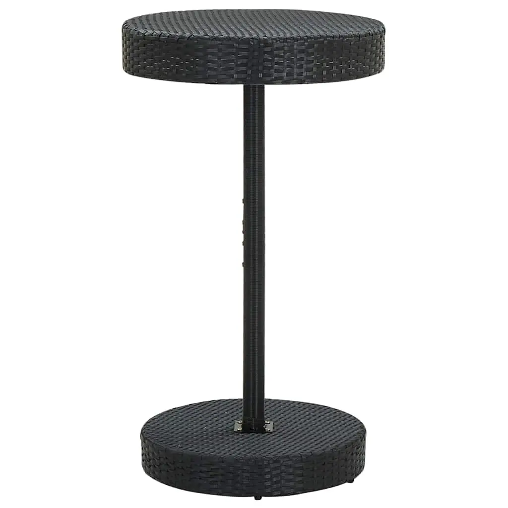 3 Piece Garden Bar Set Black Cushioned Outdoor Poly Rattan Table and Stools